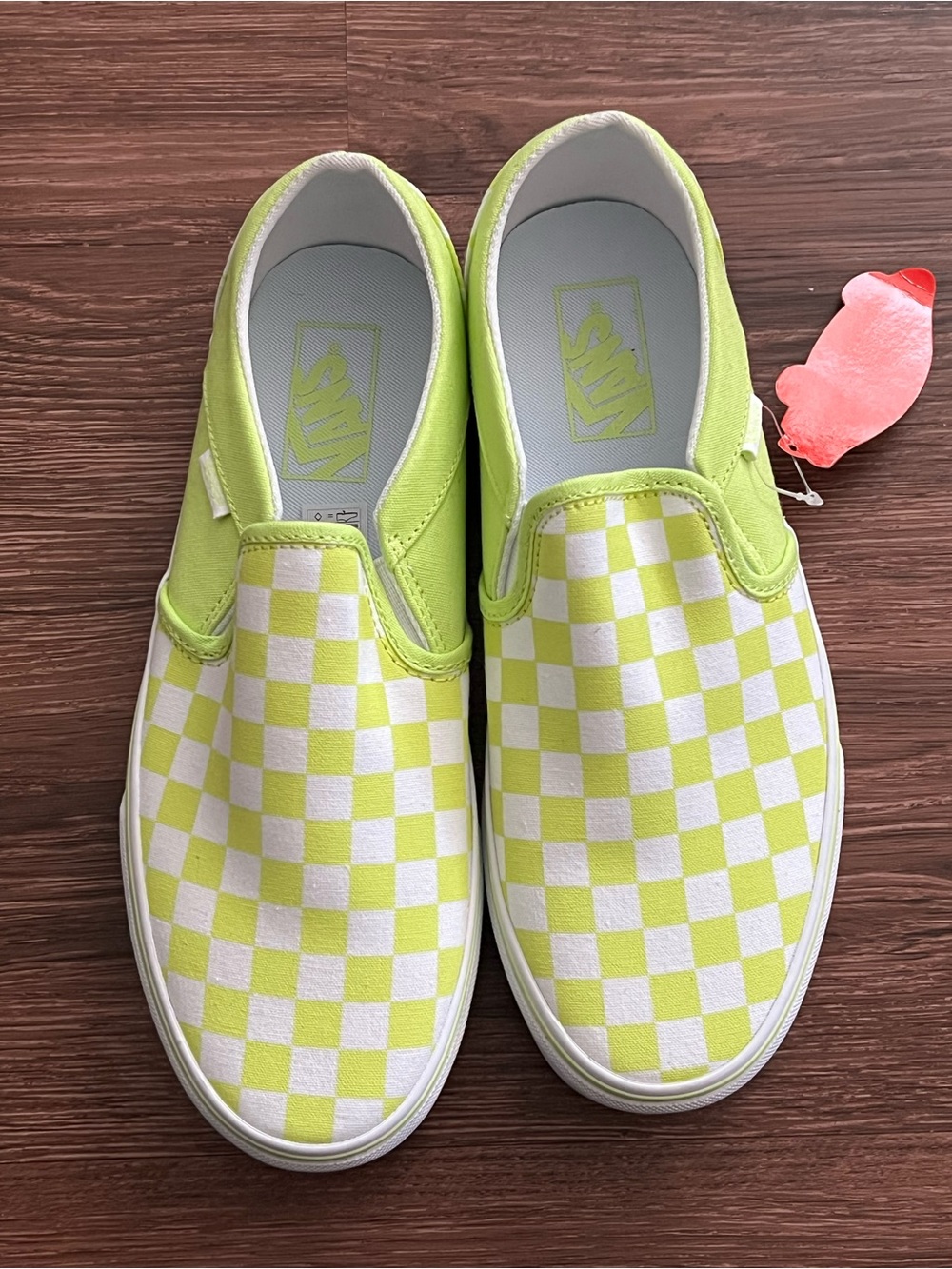 Vans Checkerboard Slip-On Sneakers in Neon Yellow and White